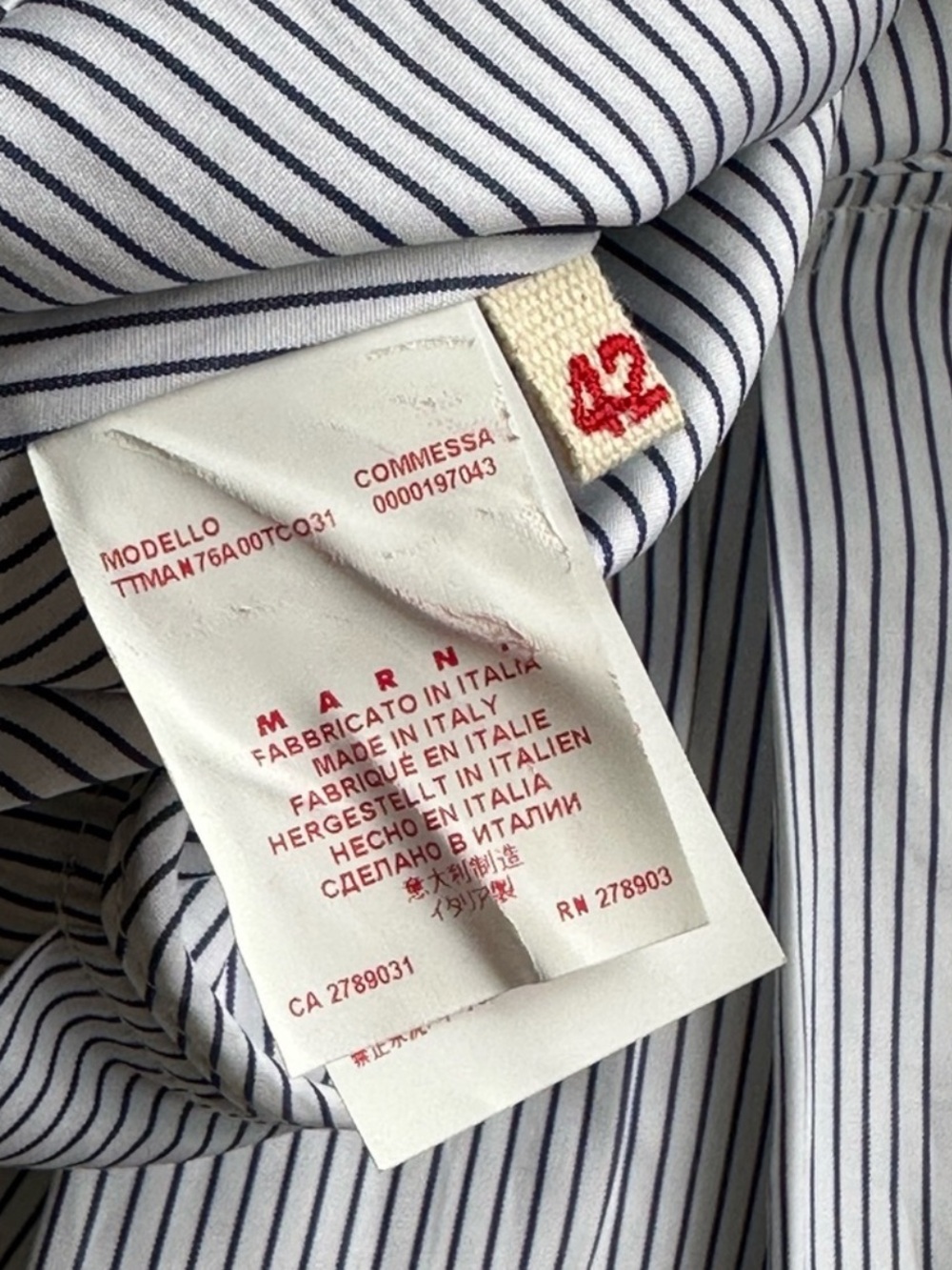 MARNI Striped Pleated Peplum Belted Cotton Top — IT 42 (US 6–8) - Picture 5 of 12